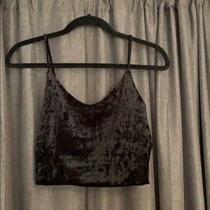 Black velvet cropped tank